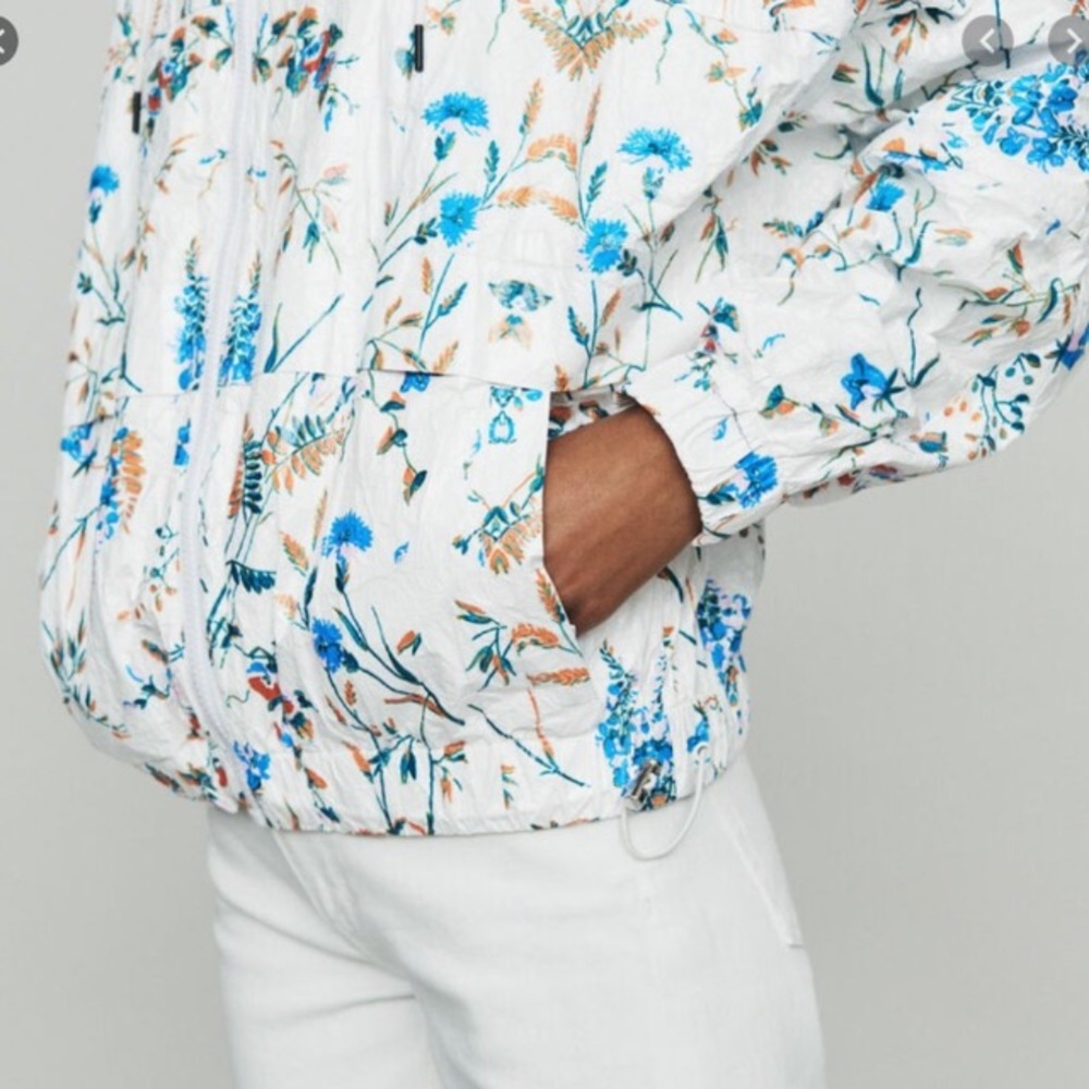 NWT High End BOHO Maje Hooded Floral Fall Winter Windbreaker Jacket - Picture 3 of 7